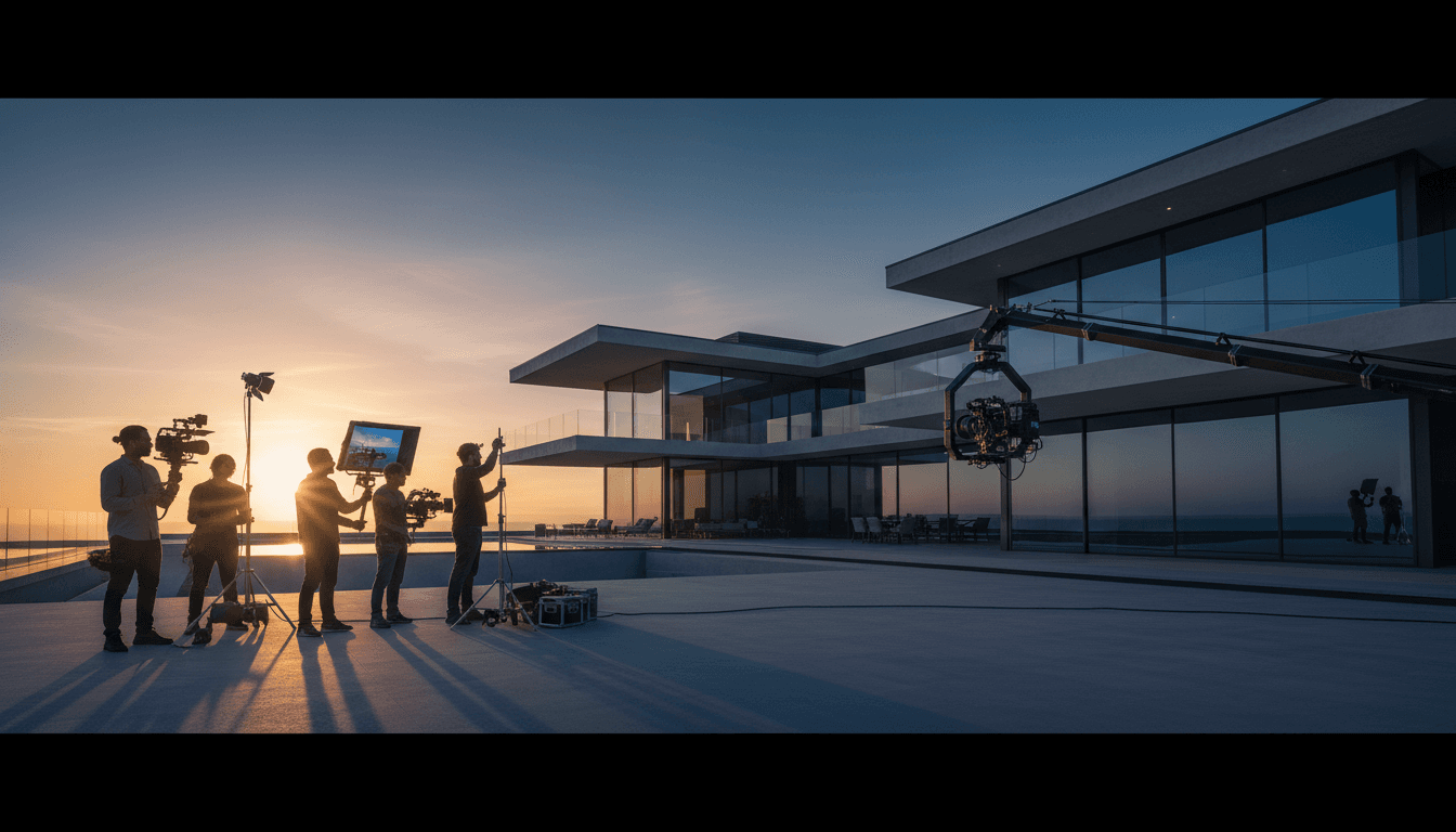 Professional video production during luxury home listing shoot