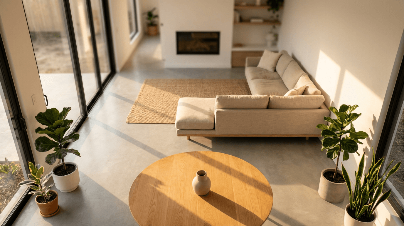 Real estate agent reviewing listing media in a modern home